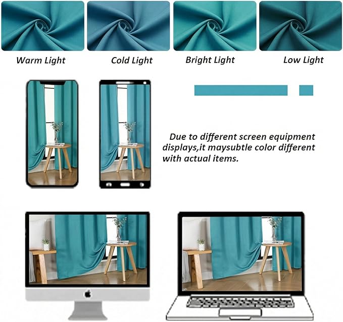 Simplebrand Ava Teal Blackout Curtains for Bedroom 84 Inch Length 2 Panels Set, Solid Thermal Insulated Privacy Nursery Window Treatment Curtains Blackout Drapes, W40 x L84 Inch, Teal