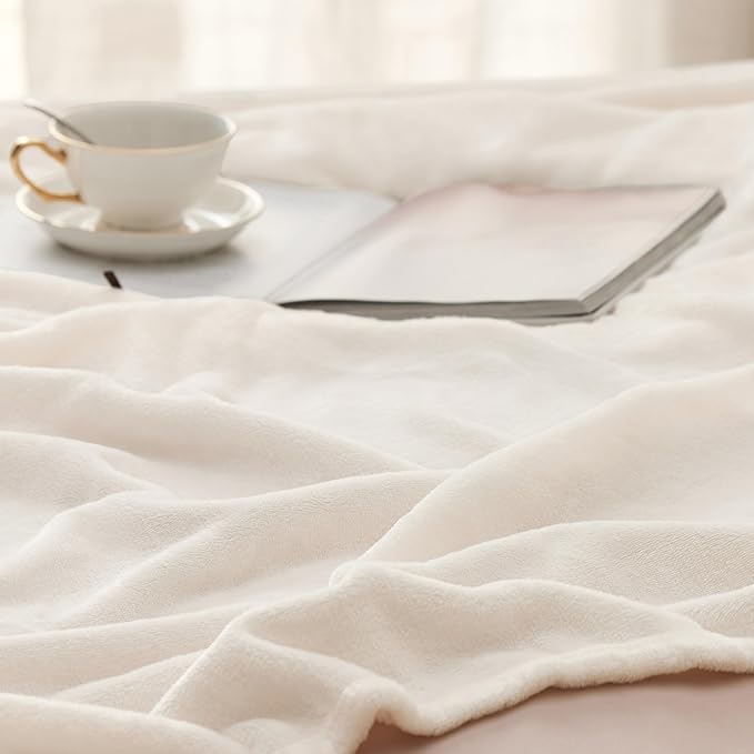 Bedsure GentleSoft Fleece Blankets Queen Size Cream - Mothers Birthday Gifts for Women Bed Blanket Soft Lightweight Plush Fuzzy Cozy Luxury Microfiber, 90x90 inches