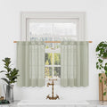 LAMIT Semi Sheer Linen Curtains 36 Inch Length 2 Panels, Light Filtering Panels Back Tab and Rod Pocket Neutral Drapes for Bathroom/Kitchen/Loft Room, Sage Grey, 34 x 36 Inch
