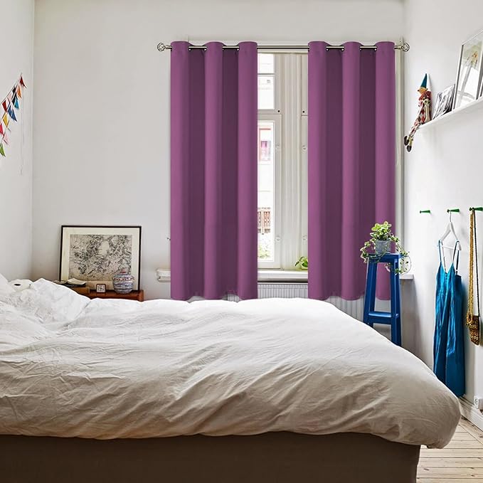 BGment Room Darkening Curtains 63 Inches Long - Grommet Thermal Insulated Drapes Window Treatment Curtains for Bedroom, 2 Panels, 42 x 63 Inch, Eggplant Purple