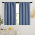 RYB HOME Short Blackout Curtains for Bedroom, Room Darkening Insulated Summer Heat Light UV Blocking Energy Saving Drapes for Nursery, Width 34 by Length 45, Stone Blue, Set of 2