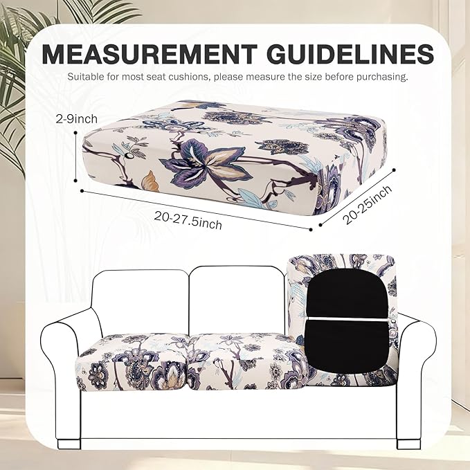 hyha 14Pcs Patio Cushion Covers, Stretch Outdoor Couch Cushion Covers, Washable Outdoor Chair/Sofa Slipcovers for Patio Furniture Cushions Protector with Elastic Bottom(Vintage Flower,Cover Only)