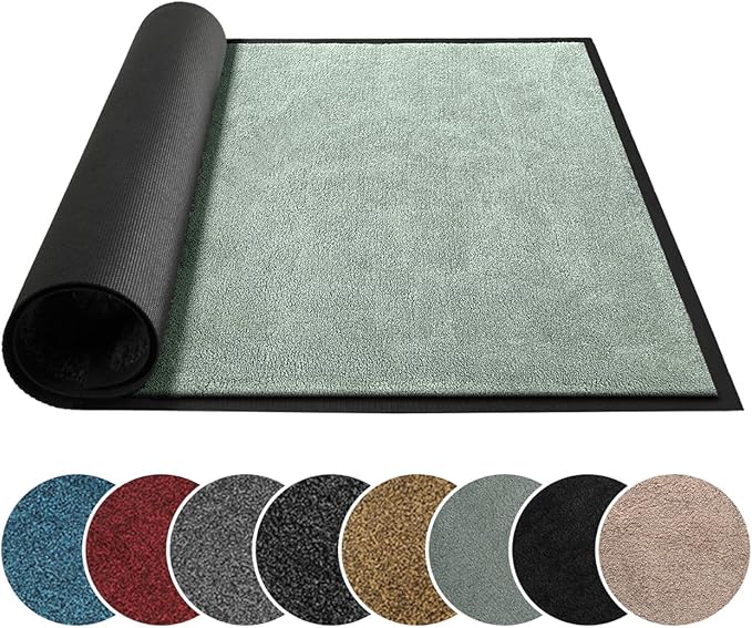 Mibao Dirt Trapper Door Mat for Indoor Outdoor, Waterproof All-Season, All-Weather Doormat, Heavy Duty Non-Slip Entrance Rug, Low Profile Absorbent Entrance Mat Carpet, 72" x 48", Green