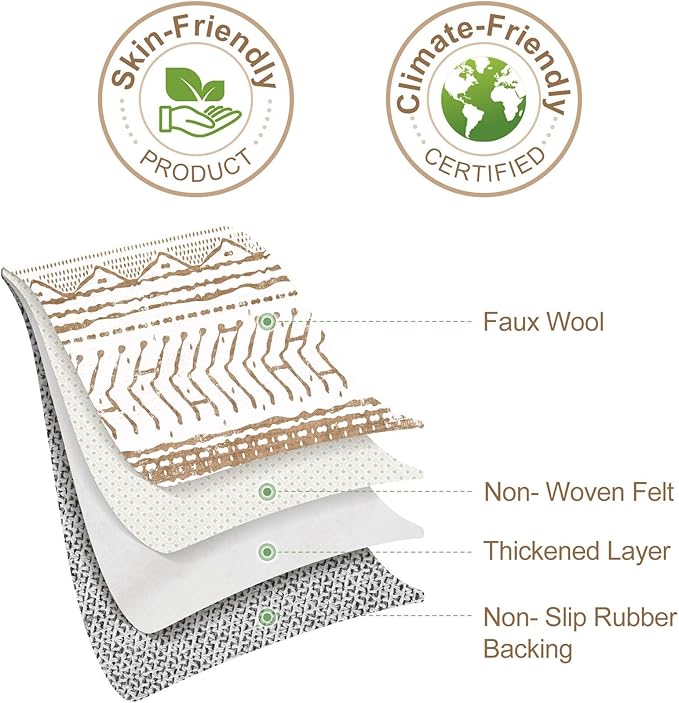 Nakagishi 7x9 Area Rugs Living Room: Washable Boho Large Neutral Soft Farmhouse Rug Stain Resistant Modern Indoor Floor Non-Slip Carpet for Bedroom Nursery Playroom Office Dining Dorm- White Brown