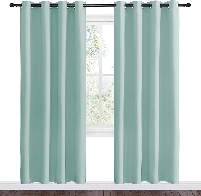 NICETOWN Aqua Blue Blackout Curtains 78" Long for Office, Dining Room, Guest Room, Sound Reducing Heat and Cold Block Curtain Panels for Modern Decorative (55" Wide by 78" Long, 2 Pieces)
