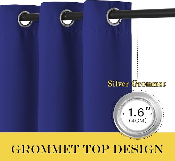 NICETOWN Blackout Curtains Panels for Bedroom - 3 Pass Microfiber Noise Reducing Thermal Insulated Solid Ring Top Blackout Window Drapes (2 Panels, 66 x 72 Inch, Navy Blue)