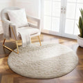 Ophanie Round Rug 2Ft Ivory Circle Area Rug, Fluffy Fuzzy Bedroom Carpet, Plush Soft Shaggy Indoor Floor Cream Living Room Rugs for Kids Home Decor Aesthetic, Nursery