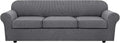 H.VERSAILTEX 4 Piece Stretch Sofa Covers for 3 Cushion Couch Covers for Living Room Furniture Slipcovers (Base Cover Plus 3 Seat Cushion Covers) Upgraded Thicker Jacquard Fabric (XL Sofa, Grey)