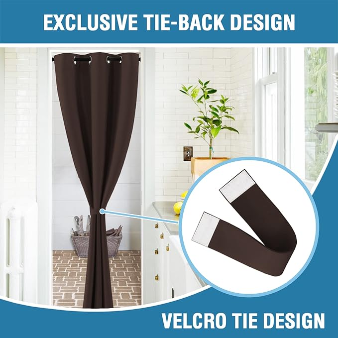 H.VERSAILTEX Doorway Curtain Blackout Closet Door Curtain Room Divider Window Treatment Curtain for Bedroom Thermal Insulated Privacy Drape Soundproof Grommet, 42 x 80 inches, 1 Panel, Chocolate Brown