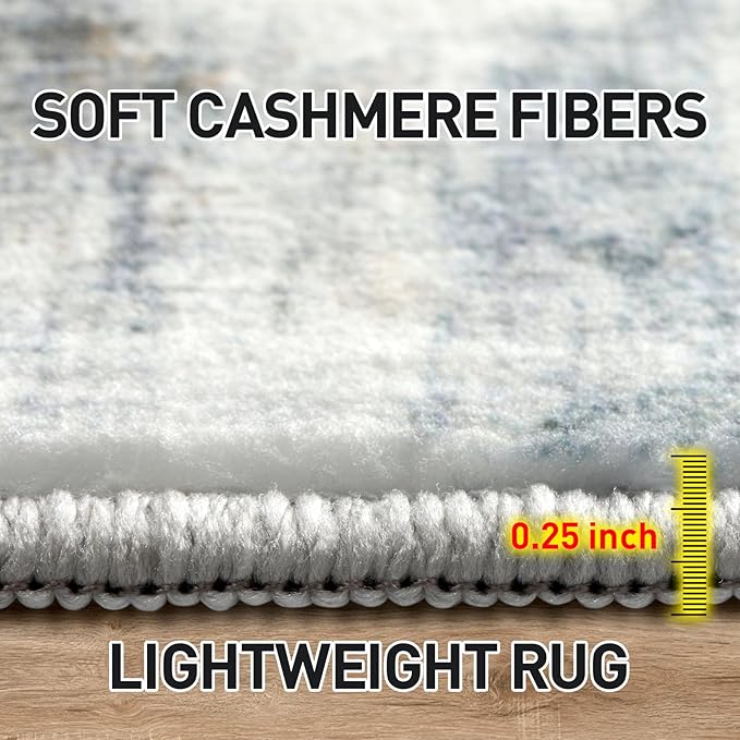 5x7 Area Rugs Washable Rug: Modern Abstract Living Room Rug Soft Anti-Skid Thin Carpet Indoor Floor Non-Shedding Carpets for Bedroom Dining Room Farmhouse Nursery Home Office - Blue Multi