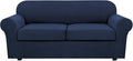 H.VERSAILTEX 3 Piece Stretch Sofa Covers for 2 Cushion Sofa Couch Covers for Living Room Sofa Slipcovers (Base Cover Plus 2 Seat Cushion Covers) Thicker Jacquard Fabric(Large Sofa, Navy)