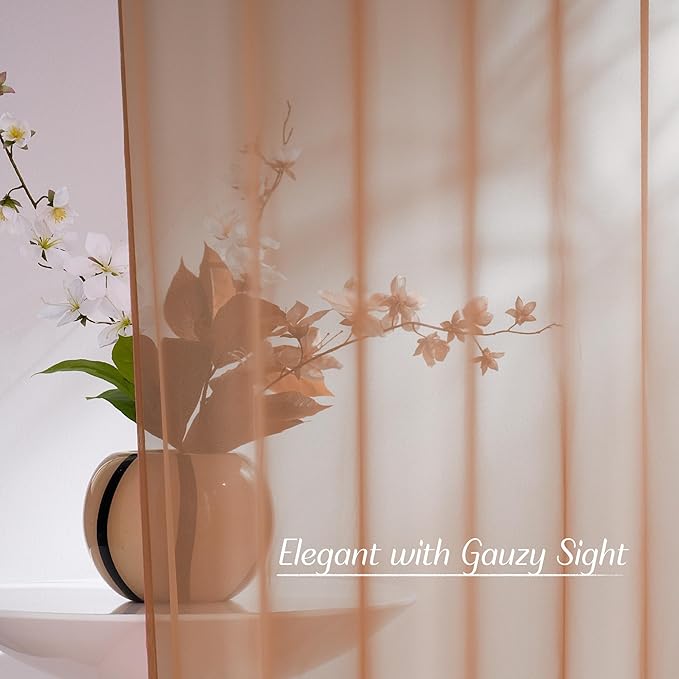 NICETOWN Voile Sheer Terracotta Curtains 96 inches Long 2 Panels Set, Grommet Casual Window Treatments with Light Filtering Airy & Elegant for Bedroom/Living Room, W54 x L96
