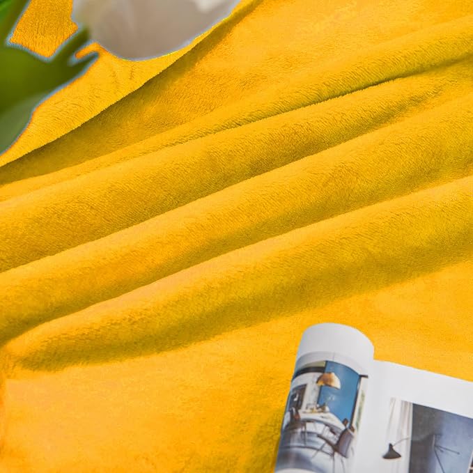 JIAHANNHA Mustard Yellow Throw Blanket Fleece Blanket 60"x80",Super Soft Cozy Plush Throw Blanket for Couch Sofa Bed,Warm and Lightweight Velvet Bed Blankets for Adults