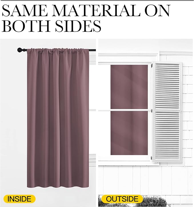 NICETOWN Blackout Curtains for Living Curtains, Window Treatment Thermal Insulated Room Darkening Drape Panels for Patio Sliding Glass Door (Dry Rose, Set of 2, 42 inches Width by 84 inches Length)