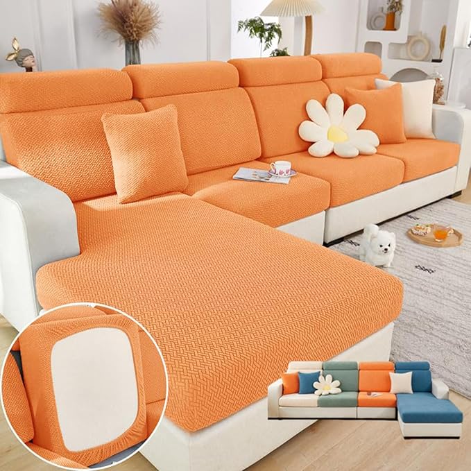 Soothing Home Sofa Covers, Sofa Hero Covers, Wear-Resistant Universal Couch Covers Washable Stretch Sectional Couch Cushion Covers (Orange,Headrest Cover)