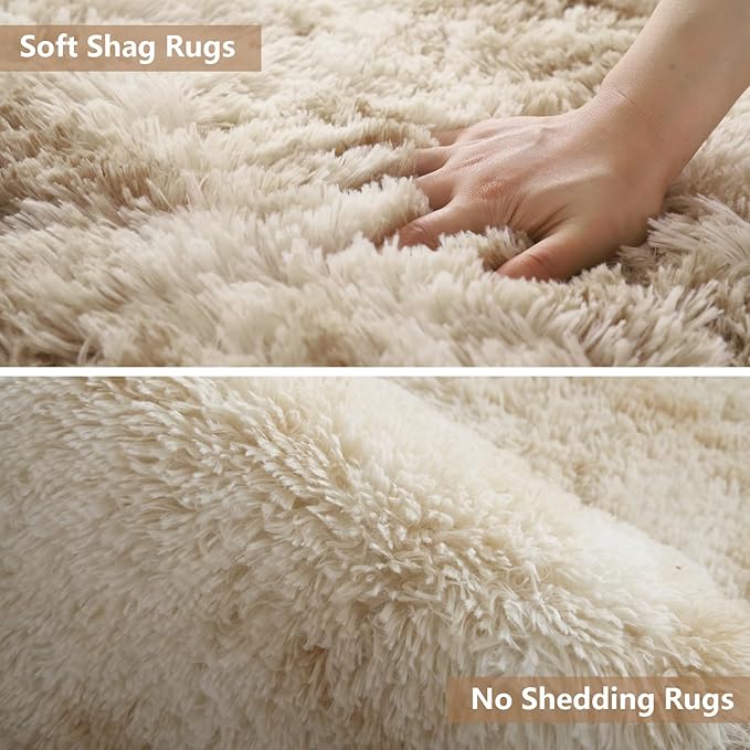 Shag Area Rugs for Bedroom Living Room,6X9 Ultra Soft Fluffy Area Rugs for Dorm, Indoor Carpet Nursery Rugs for Kids Room Home Decor,Camel