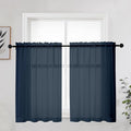 OWENIE Blue Sheer Curtains 36 Inches 2 Panels Set - Kitchen Tiers Valances Curtains Light Filter Rod Pocket Voile Cafe Curtains for Kitchen Bathroom Small Half Window, 42 in W x 36 in L, Navy