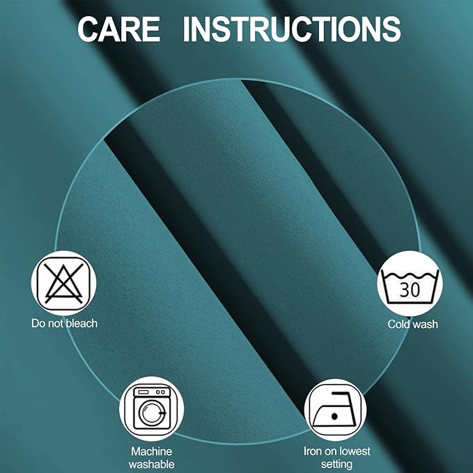 LEMOMO Sea Teal Blackout Curtains 42 x 54 Inch Length Set of 2 Panels Grommet Bedroom Curtains for Living Room