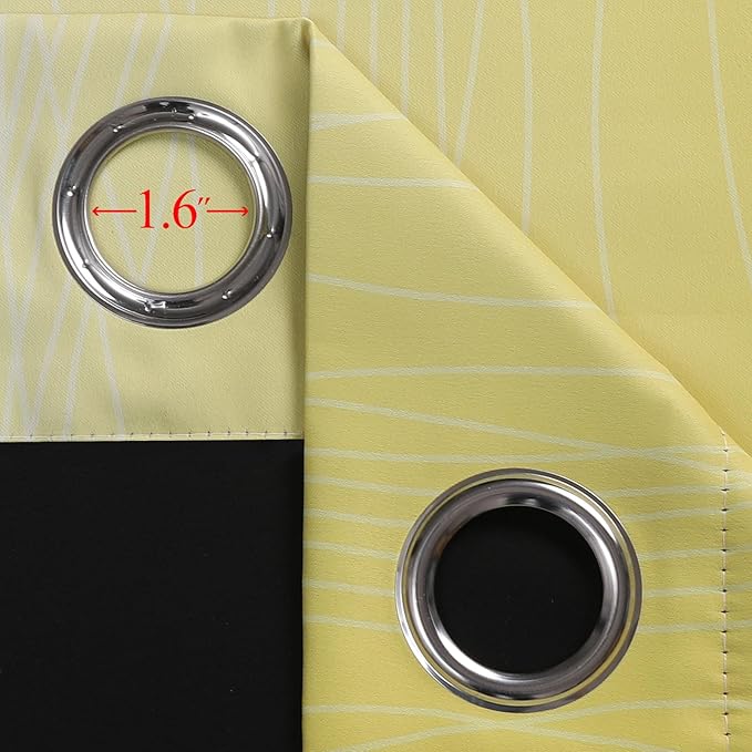 Estelar Textiler Black and Yellow Ombre Blackout Curtains for Bedroom, Thermal Insulated Blackout Drapes, Full Light Blocking Energy Saving Long Curtains for Living Room, 52Wx96L, 2 Panels