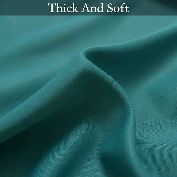 SimpleHome Ombre Room Darkening Curtains for Living Room, Light Blocking Gradient Teal to Grey White Thick Thermal Insulated Grommet Window Curtains/Drapes for Bedroom, 2 Panels, 42x63 inches Length