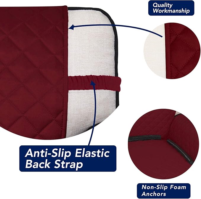 PureFit Reversible Quilted Sofa Cover, Water Resistant Slipcover Furniture Protector, Washable Couch Cover with Non Slip and Elastic Straps for Kids, Pets (Oversized Sofa, Red/Ivory)