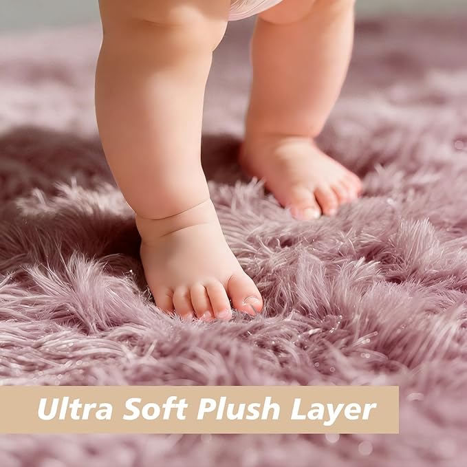 Shag Area Rug for Bedroom 3x5,Blush Fluffy Area Rugs for Living Room,Soft Fuzzy Rug Non-Shedding Indoor Plush Carpet for Kids Bedroom Nursery Dorm Home Decor