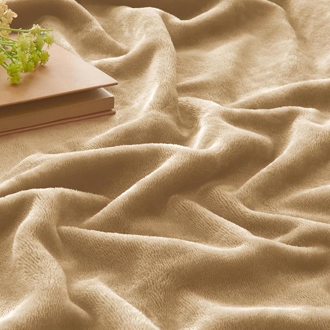BEDELITE Fleece Blanket Light Camel Throw Blankets for Couch & Bed, Luxury Plush Cozy Fuzzy Blanket 50" x 60", Super Soft Warm Lightweight Throw Blanket for Travel Camping