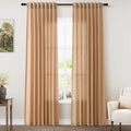 Nanspring Camel Linen Curtains 80 Inches Long for Bedroom Back Tab Light Filtering Privacy Semi Sheer Curtain Modern Farmhouse Decor Camel Linen Elegant Drapes for Living Room 2 Panels Set 52x80