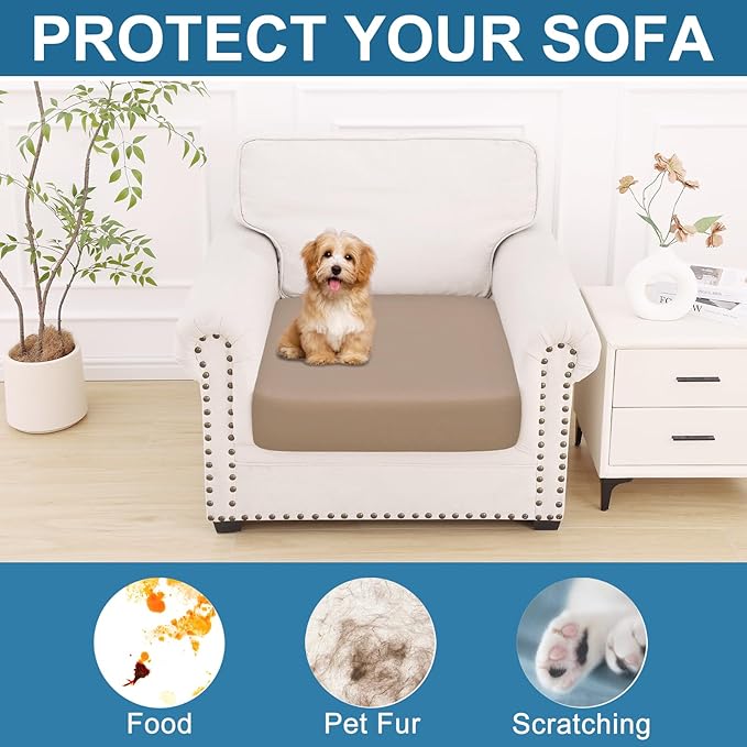 Smiry Printed Couch Cushion Covers, Stretch Soft Couch Covers for Sofa, Washable Non-Slip Sofa Slipcover Furniture Protector for Indoor and Outdoor (1 Pack, Mocha)