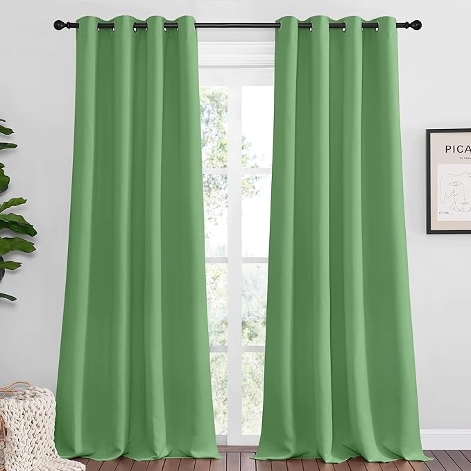 NICETOWN Froest Green Blackout Curtains 102 inches Length for Living Room, 2 Panels, 55" Wide, Thermal Insulated Long Drapes for Large Window