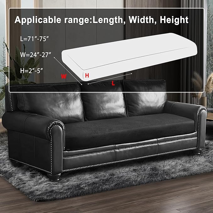 Leather Look Couch Cushion Covers Sofa Seat Slipcovers Sets Couches Furniture Protector for Sectional Armchair Loveseat Pets Kids Stretch Spandex Fabric (1 Cushion Sofa, Dark Grey)
