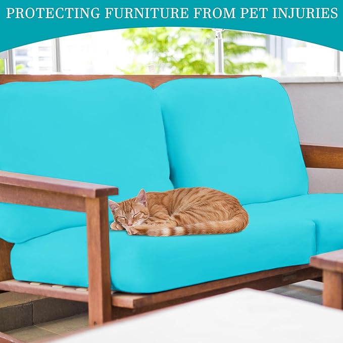 14Pcs Stretch Patio Cushion Covers,Outdoor Couch Covers Replacement,Outdoor Couch & Sofa Slipcovers,for Patio Furniture Cushion Covers,Washable Reusable Furniture Protector (Sky Blue, Cover Only)