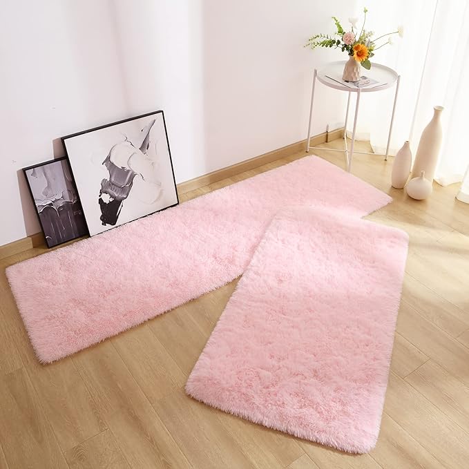 Chicrug Soft Runner Rugs for Bedroom Living Room Plush Fluffy Rug 2x8 Feet, Shag Furry Runner Carpet Non Shedding for Nursery Children Kids Girls Room Home Decorative, Pink