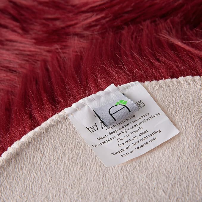 Ashler Faux Fur Rug, Deep Red Area Rugs, Fluffy Sheepskin Fur Rug, Fuzzy Ultra Soft 2 x 6 Ft Rugs, Machine Washable Shag Rug, Nursery Throw Rugs for Bed, Living Room