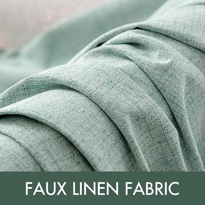 MIULEE Linen Texture Curtains for Bedroom Solid 100% Blackout Thermal Insulated Seafoam Green Curtains Grommet Room Darkening Drapes for Living Room Nursery 52x63 Inch (2 Panels)
