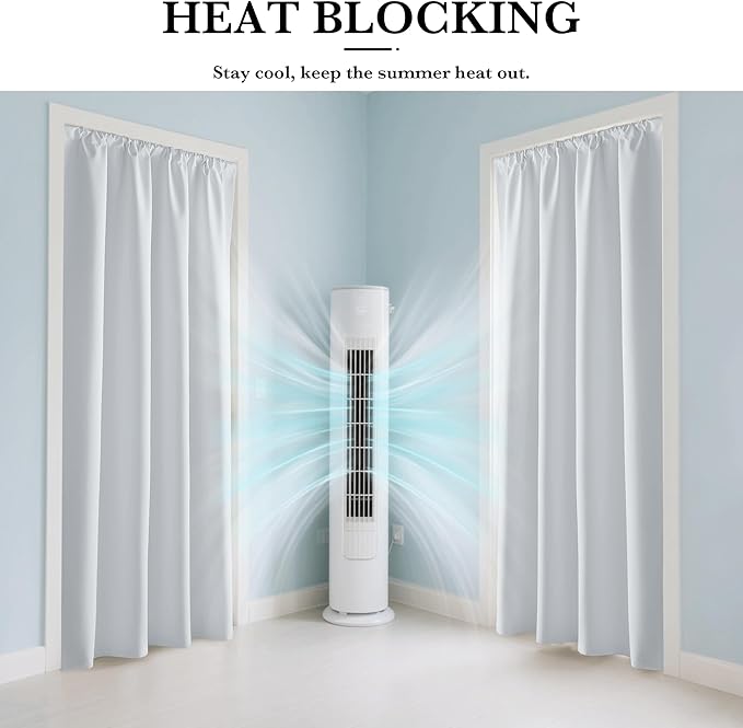RYB HOME White 100% Blackout Curtains, Thermal Insulated Heat & UV Blocking Total Room Darkening Privacy Drapes for Bedroom Dining Living Room, Width 62 by Length 63, White, 2 Panels