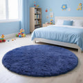 yulidayang Blue Fluffy Round Area Rugs for Living Room,6'X6'Shag Circle Area Rugs for Bedroom,Non Slip Fuzzy Plush Rug for Kids Room Boys Girls Room and Dorm Home Decor Rug