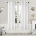 Nanspring White Semi Sheer Linen Curtains 72 inch Length for Living Room Back Tab Rod Pocket Modern Farmhouse Coastal Decor White Cotton Textured Gauze Curtains for Dining Room Office 38x72