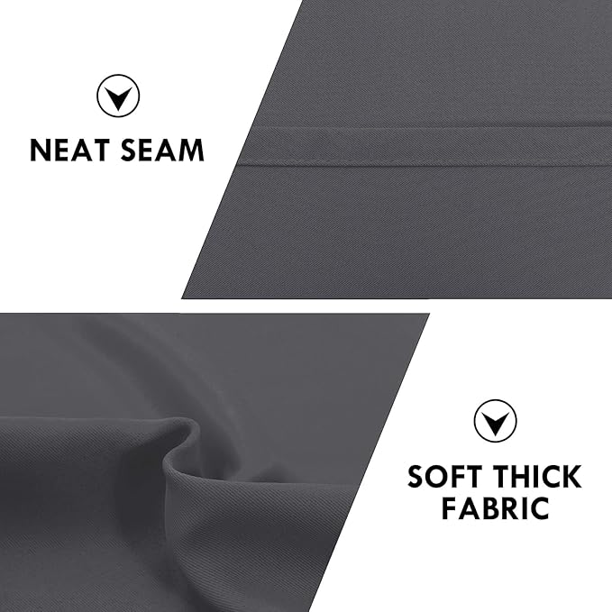 DWCN Blackout Curtains for Bedroom 84 Inch Length 2 Panels Set, Solid Thermal Insulated Energy Saving Rod Pocket Window Treatment Curtains Blackout Drapes (W52 x L84 Inch, Dark Grey)