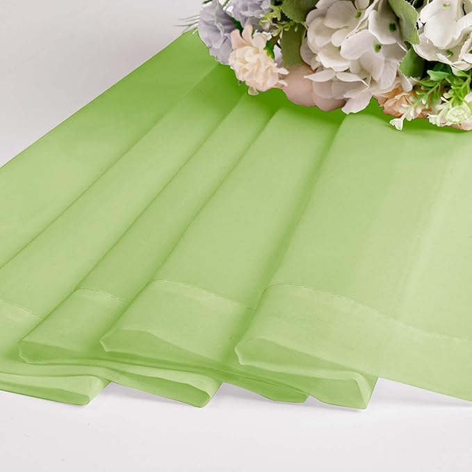 OWENIE Sheer Lime Curtains for Bedroom Living Room 63 Inch Length 2 Panels Set, Modern Soft Solid Light Filtering Sheer Curtains for Dining Room, Rod Pocket Window Treatments, Lime, 42" Wx63 L