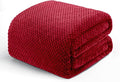 Exclusivo Mezcla Fleece Bed Blanket Twin Size, Super Soft and Warm Blankets for Couch, Sofa and Bed Waffle Textured, Cozy, Fuzzy and Lightweight (Deep Red, 90x66 Inches)