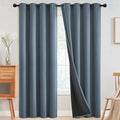 SimpleHome 100% Blackout Curtains for Bedroom,Thermal Insulated Grommet Window Drapes Room Darkening Stone Blue Curtains for Living Room with Black Back,52 x 84 Inch,2 Panels