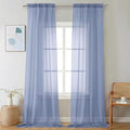 Chyhomenyc Sheer Curtains 108 Inch Length 2 Panels Set - Extra Long Light Filtering Solid Voile Window Drapes for Living Room Bedroom, 42Wx108L, 9FT Length, Denim Blue
