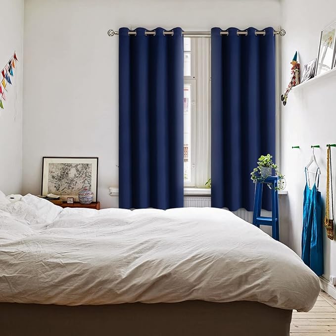 BGment Blackout Curtains for Bedroom - Grommet Thermal Insulated Room Darkening Curtains for Living Room, Set of 2 Panels (52 x 72 Inch, Navy Blue)