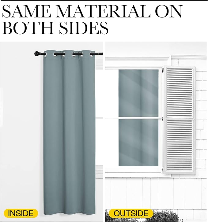 NICETOWN Bedroom Curtains Blackout Drapery Panels, 2 Panels, 42 x 54 Inch, Stormy Sea, 3 Pass Microfiber Thermal Insulated Solid Ring Top Blackout Window Curtains/Drapes