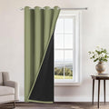Yakamok 100% Blackout Curtains 96 Inches Long, 2 Thick Layers Heat and Full Light Blocking Soft Thermal Insulated Drapes for Bedroom(52" Wide Each Panel, Sage, 1 Panel)