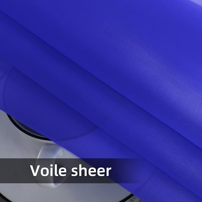SpaceDresser Sheer Voile Window Treatment Rod Pocket Curtain Panels for Kitchen Bedroom Living Room Drapes Sunlight Filtering Privacy Semi Home Decor Assorted Colors Sizes (Sapphire, 52 W x 45 L)