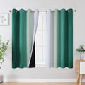 Estelar Textiler Green and Greyish White Blackout Curtains, Full Light Blocking Gradient Grommet Drapes for Living Room, Thermal Insulated Ombre Curtains for Bathroom, 52Wx54L, 2 Panels