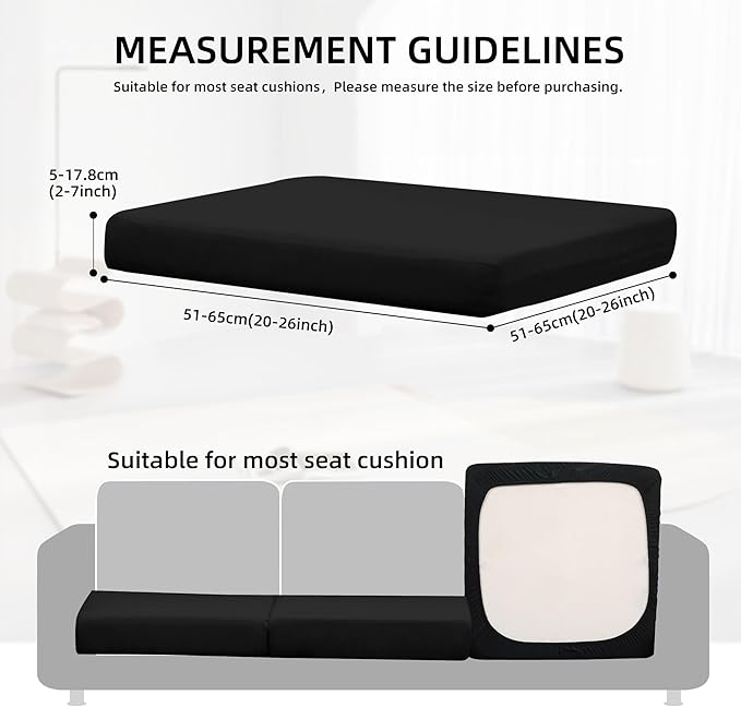 14Pcs Outdoor Cushion Covers, Patio Cushion Covers,Stretch Elastic Slipcovers, Replacement Washable & Reusable Furniture Protector for Patio Couch (Black,Cover Only)