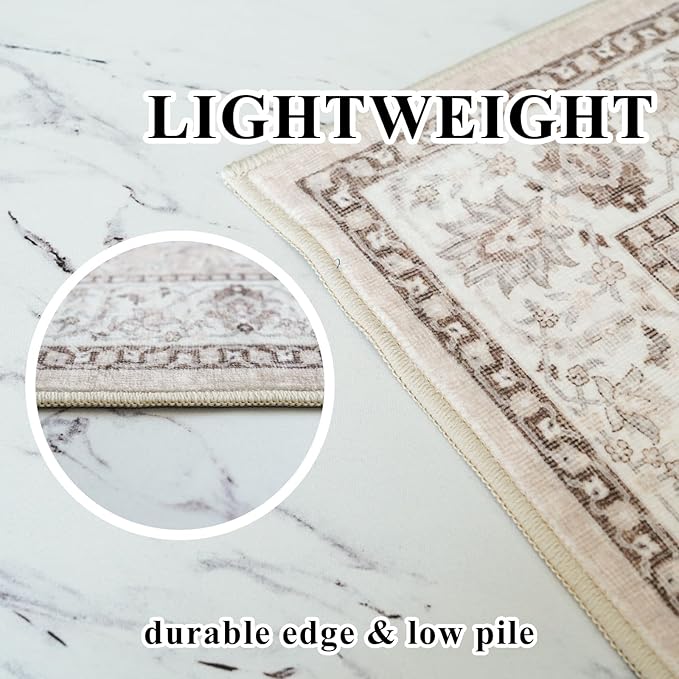 12x15 Living Room Area Rug: Oriental Large Neutral Bedroom Carpet Soft Distressed Floor Mat with Non-Slip Backing Indoor Ultra Thin Water-Resistant Dining Room Rug Farmhouse Home Decor(12x15 Beige)